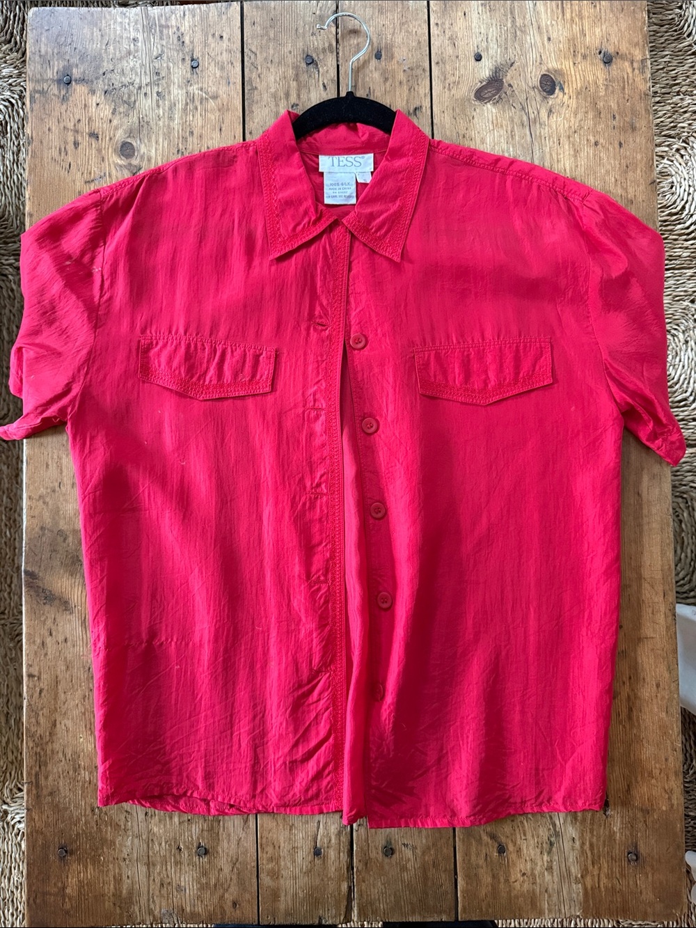 Tess Silk oversized button up short sleeve shirt
